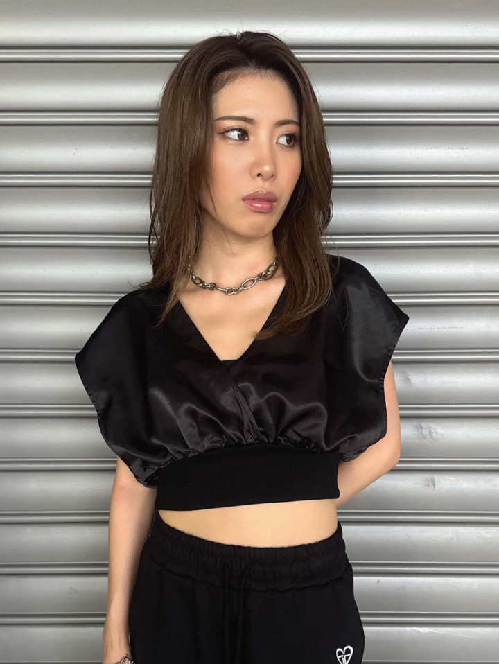 サテンカシュクールトップス– EGOIST