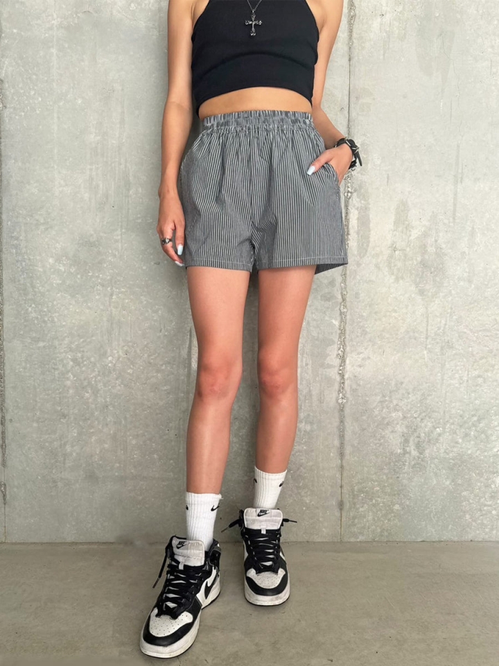 ウエストゴムストライプショートパンツ