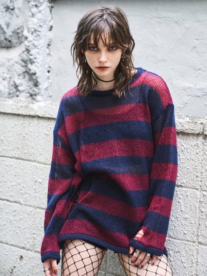 ダメージボ－ダーニットトップス– EGOIST