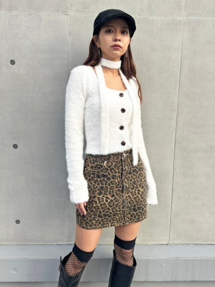 ストール付スクエアネックニットトップス– EGOIST